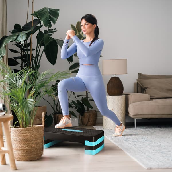 Aerob trinplatform, sort-mint, justerbar højde