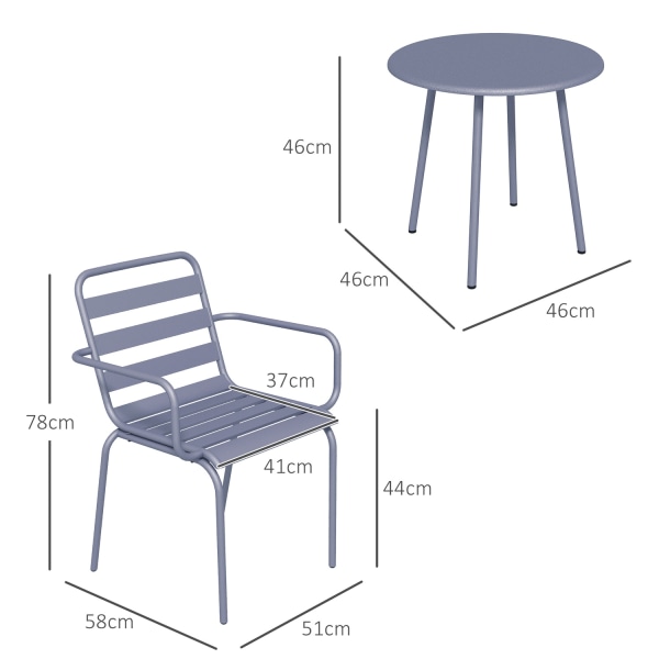 3 St. Bistroset Trädgårdsmöbelset Med 1 Soffbord, 2 Stapelbara S