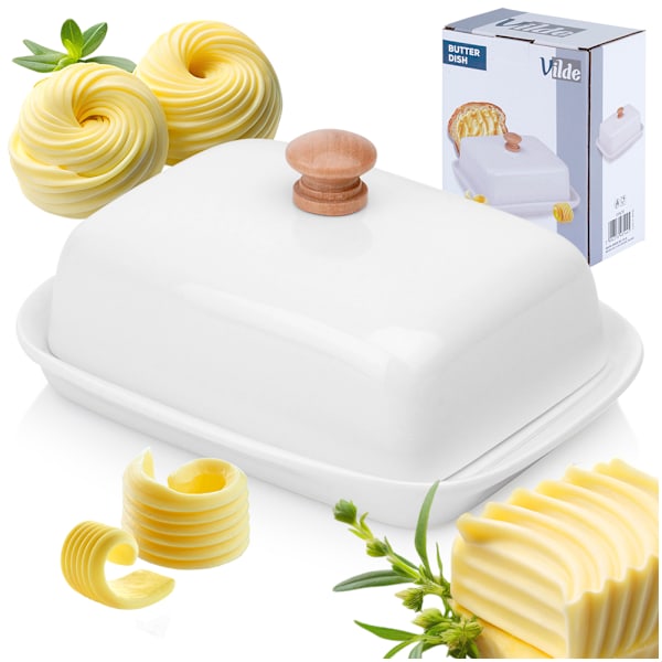 Keramisk smørfad hvid