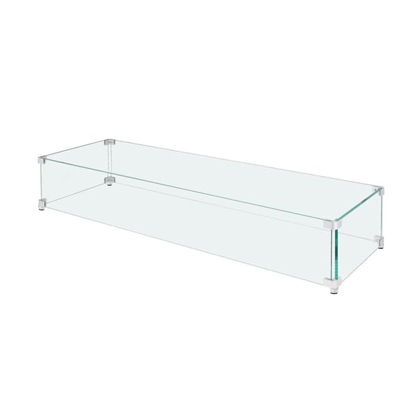 Vindskydd för eldstad, 91 x 28 x 15 cm härdat glas