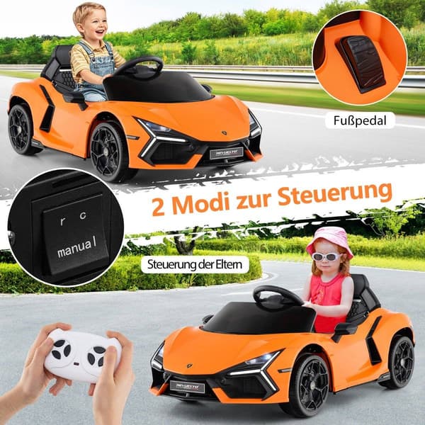 12V børne-elbil med LED-lys – Orange
