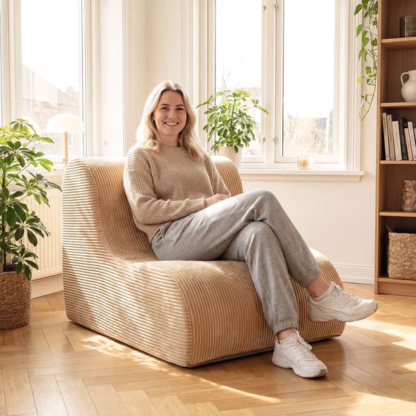Buet gulvsofa, maskinvaskbart betræk, beige