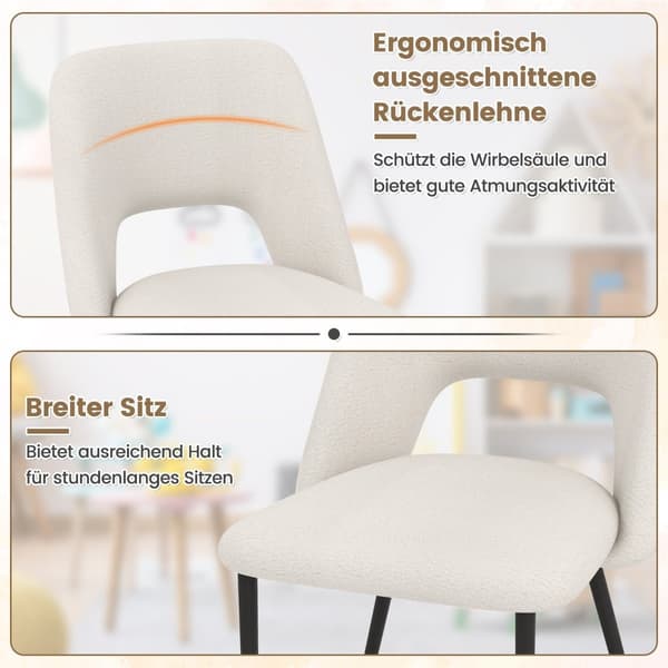 Matstolar Set om 2, Vadderad Sammet, Beige, Metallram