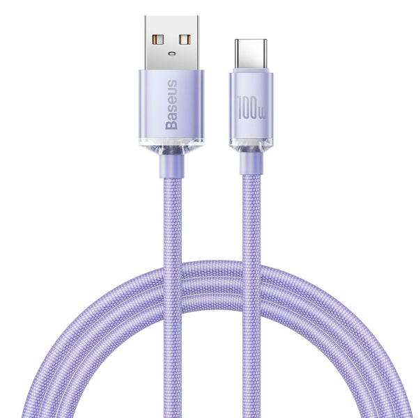 Kaapeli nopeaan lataukseen ja tiedonsiirtoon USB USB-C 100W 1,2m violetti