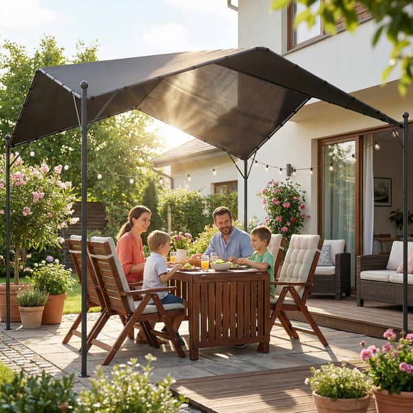 3x3 m pergola metallirungolla ja UPF30+ katolla