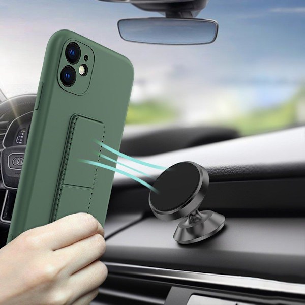 Silikonfodral med stativ för iPhone 12 Pro Max Kickstand Fodral, grå