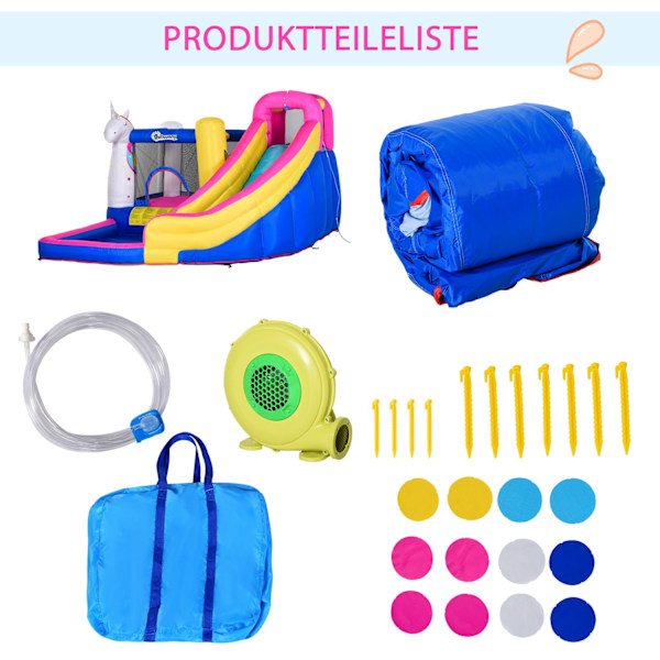 Hoppborg Med Blåsare Och Rutschkana Pool För 4 Barn Uppblåsbart Hoppslott För 3-8 År Barn Utomhus Vattenpark Oxford Polyestertyg