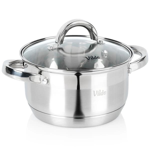 Rostfri kastrull med glaslock, 18 cm, 2,5 l