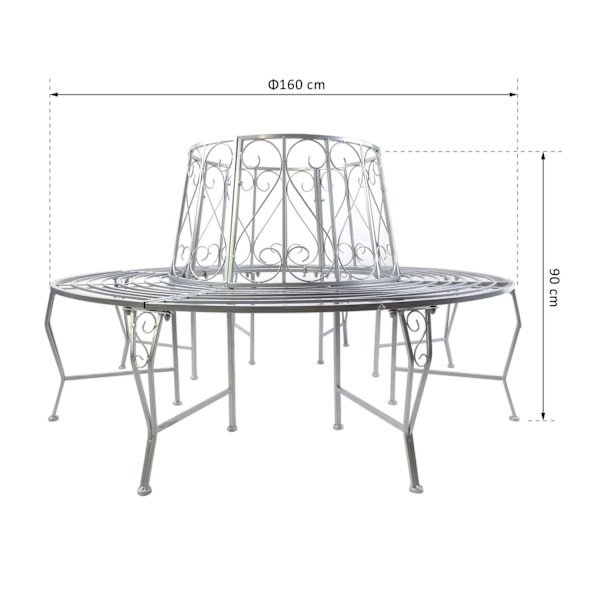 Tree Bench Rund Bench 360° Trädgårdsbänk Säte Trädbänkar Metall