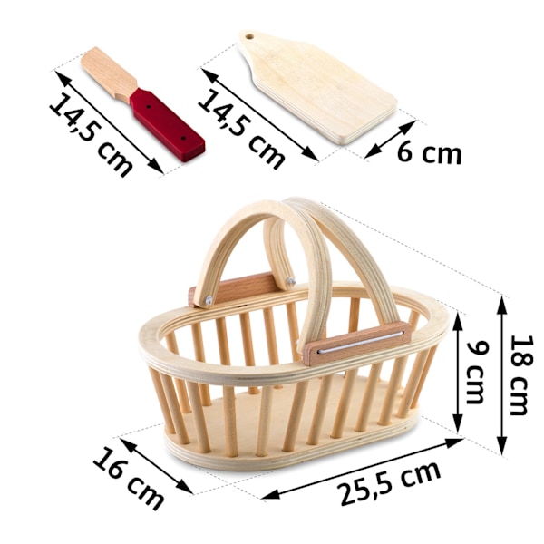 Träleksakskorg med frukt för skärning, 9 st RK-870 Ricokids
