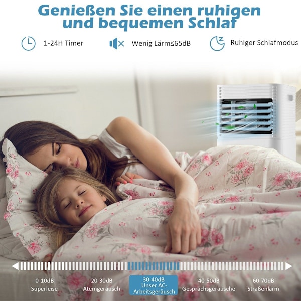 4 i 1 mobil luftkonditionering 9000 BTU kyl- och ventilations- och avfuktande luftkonditionering med svart lock 16℃-32℃