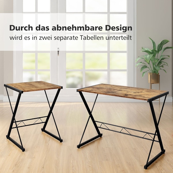 Hjørneskrivebord L-formet computerbord lavet af træ 147 x 112 x 79 cm brun