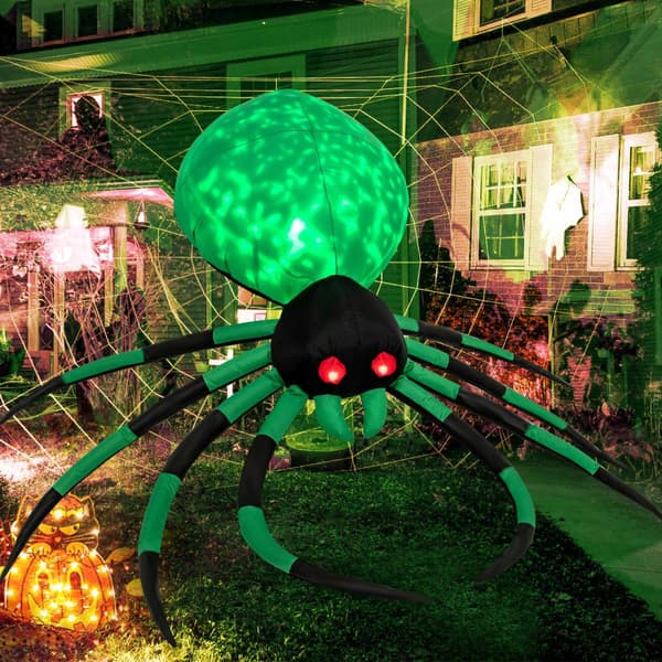 Oppustelig Halloween-edderkop, roterende LED-lys, 200 cm