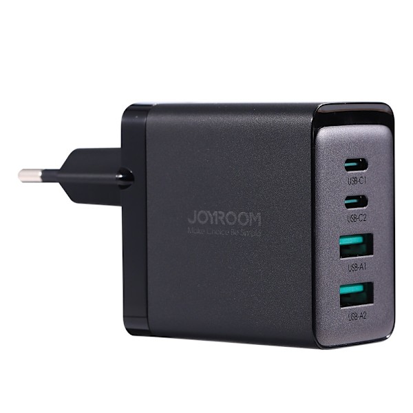 GaN 67W netværksoplader 2x USB 2x USB-C + USB-C kabel 1,2m sort