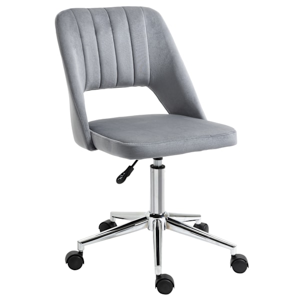 Skrivebordsstol, højdejusterbar hjemmekontorstol uden armlæn, roterende kontorstol med fløjlslook, ergonomisk make-up stol til soveværelse, arbejdsvær
