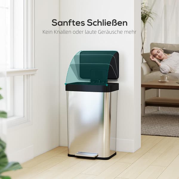 60L pedalspand i rustfrit stål med softclose-låg