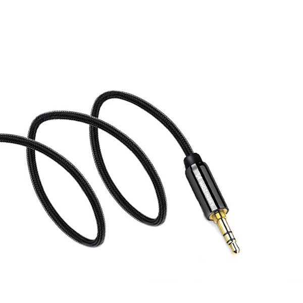 Vinklet AUX kabel han-han mini jack kabel 2m sort