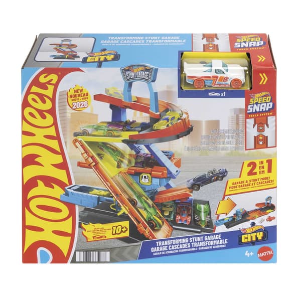 Hot Wheels -muuntuva temppuautotalli ratajärjestelmällä