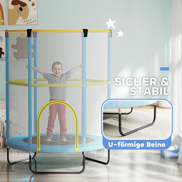 Barnstudsmatta Ø140 cm, inomhusstudsmatta med skyddsnät, gummirep, kantskydd, barnstudsmatta med dörr med dragkedja för 3-6 år barn mörkblå |