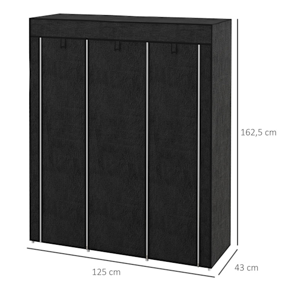 Kankainen Vaatekaappi, Jossa Vaatetanko, 8 Tasoa, Vaaleanharmaa, 125X43X162,5Cm, Tilaa Säästävä Taitettava Kaappi Eteiseen