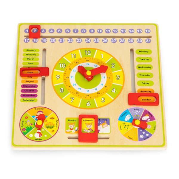 Træ pædagogisk manipulerende bord, kalenderur ECOTOYS