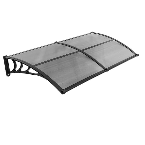 Polycarbonat dørmarkise 91 x 183 cm, røggrå, dræning