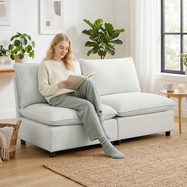 2-istuttava modulaarinen sohva, 146 cm keinonahka, harmaa