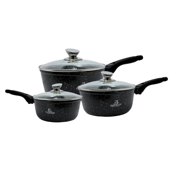 Eisenbach EB-MSP02: Greblon marmorbelagd såsgrynssats i aluminium - 16 cm, 18 cm, 20 cm