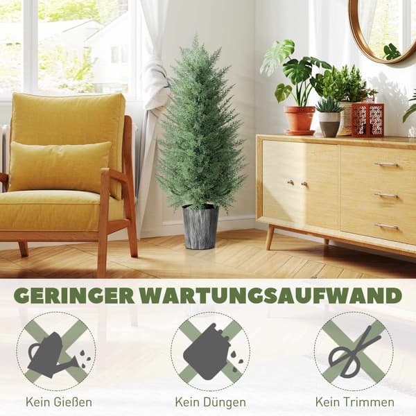 Konstgjorda cypresser, set, 2-pack, UV-resistenta, 81 löv