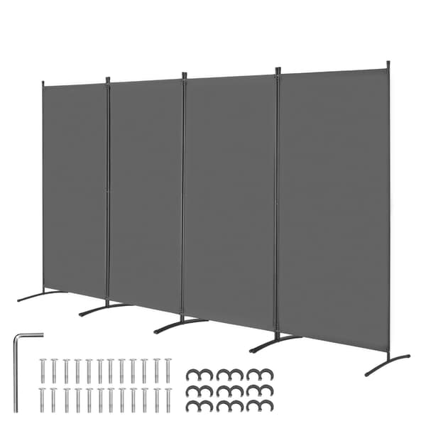 4-panels hopfällbar rumsavdelare, grå