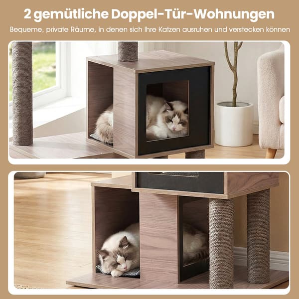 Kradsetræstårn med sisalstolper, 2 huler, 94 cm, grå