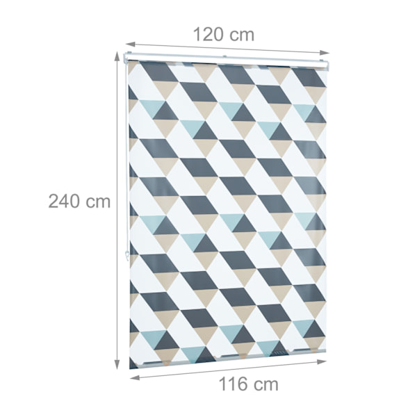 Rullegardin til brusebad med geometrisk design