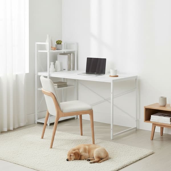 Datorskrivbord med hyllor, 120x60 cm, vit MDF