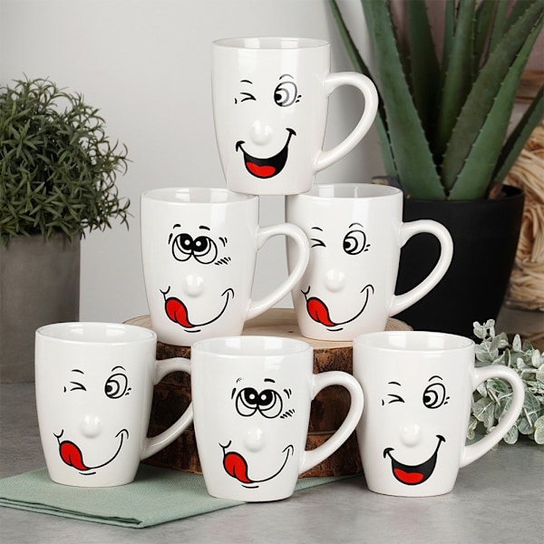 Keraamiset mukit hymiö 350 ml 6 kpl.