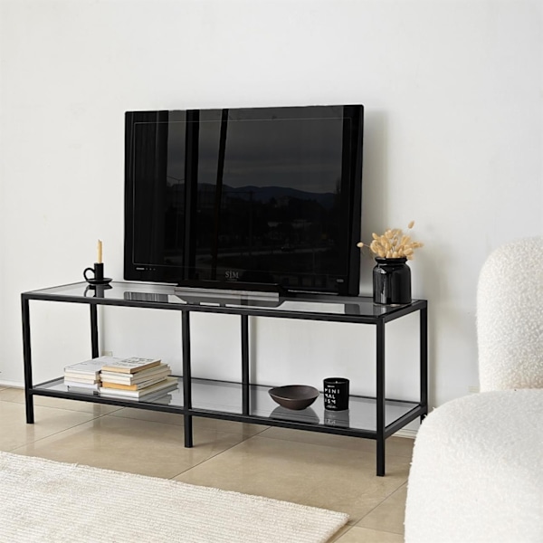 TV-bänk Basic - mörkgrå, svart