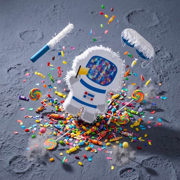 Astronaut Piñata Set med Pinne och Mask