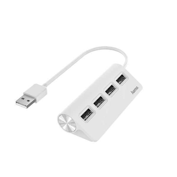 HAMA Hub USB-A 2.0 4x portit 480 Mbit/s Valkoinen