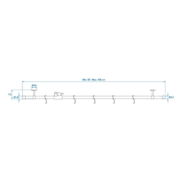 Matkailuautotallin ripustuskisko 85 - 165 cm