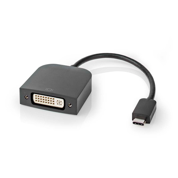 USB-C™ Adapter | USB 3.2 Gen 1 | USB-C™ Han | DVI-D 24+1-Pins Hun | 1080p | 0.20 m | Runde | Nikkelplateret | PVC | Sort | Box