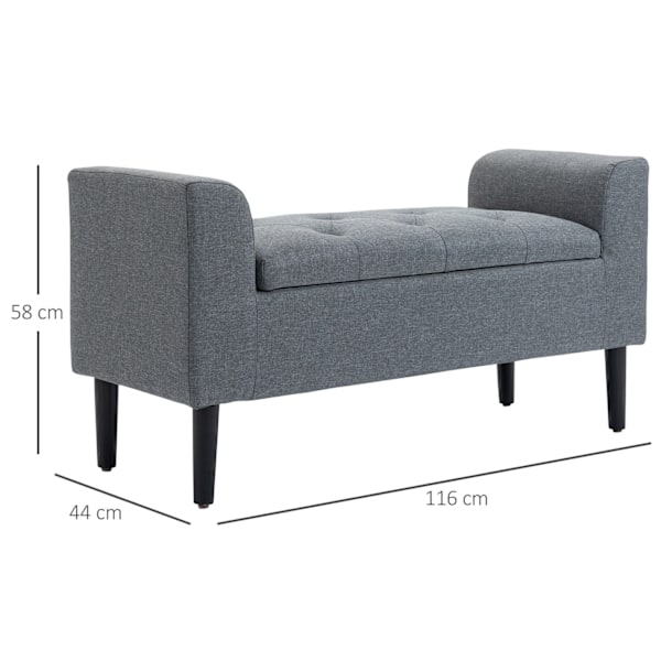 Penkki säilytystilalla, pehmustettu penkki pellavanäköinen, puujalat, sänkypenkki, kantavuus jopa 130 kg, olohuoneeseen, makuuhuoneeseen, eteiseen, 11