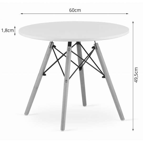 Moderne skandinavisk sofabord, hvid rund plade, 60 cm