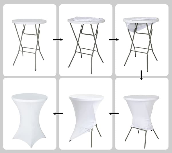 Cocktailbordsöverdrag, Vitt, 80 cm, Polyester-Spandex