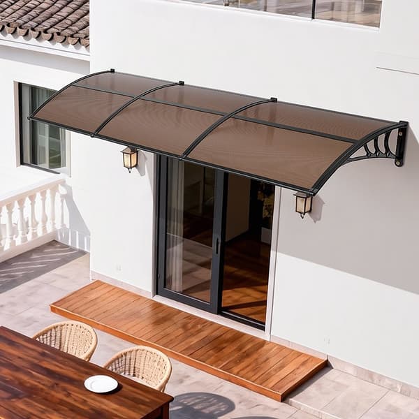 Polycarbonat dørmarkise 91 x 283 cm, brun, dræning