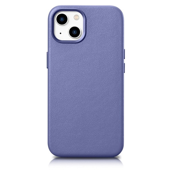 Naturligt læder cover til iPhone 14 MagSafe Cover Lædercover lys lilla