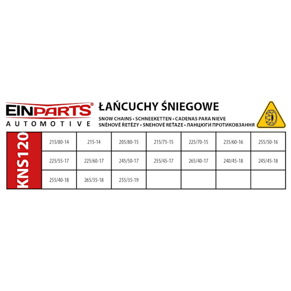 EPTC08 RENKAAN LUMIKETTEET 9MM KNS120 TÜV GS ÖNORM