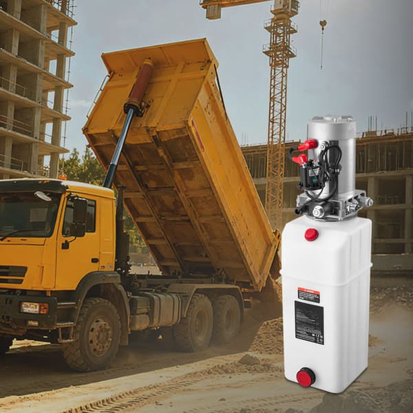 12V hydraulpump, 8L behållare, enkelverkande