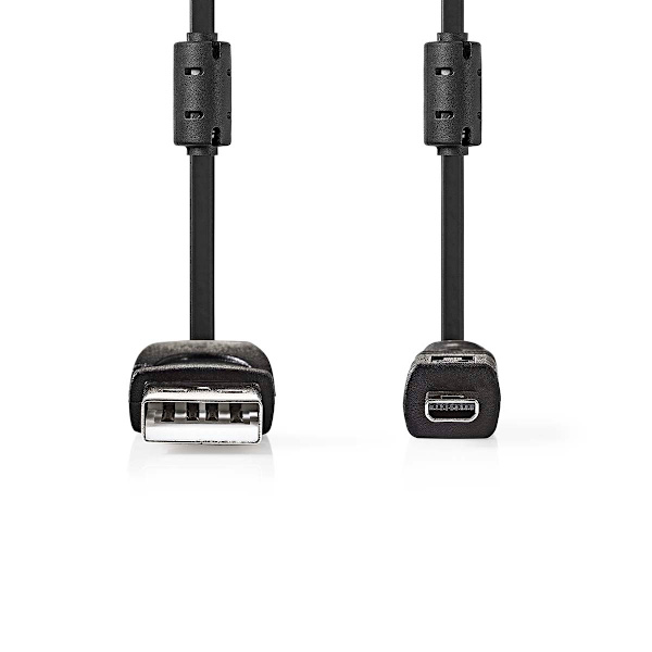 USB-kabel | USB 2.0 | USB-A Han | UC-E6 8-Pins Male | 480 Mbps | Nikkelplateret | 2.00 m | Runde | PVC | Sort | Label