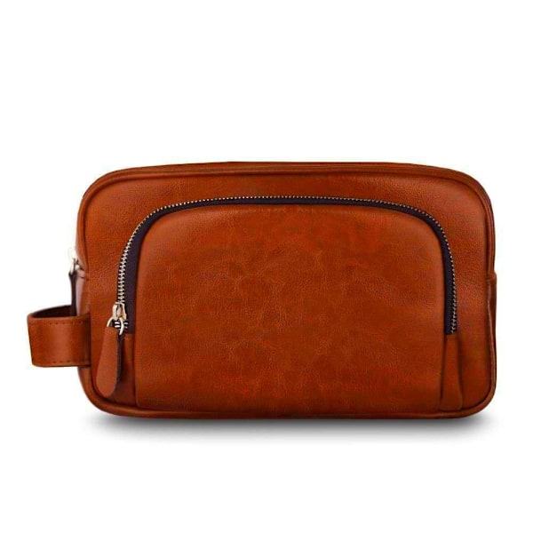 Elegant kosmetiktaske i læder SK04 Solier brun vintage