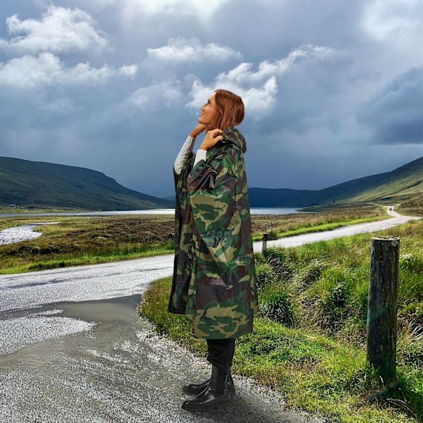 Monikäyttöinen sadeponcho 3 in 1 -naamiointi Khaki one size