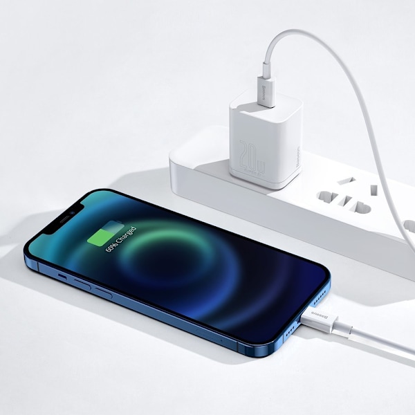 Kaapeli iPhonelle USB Type C - Lightning Power Delivery 20W 1m valkoinen
